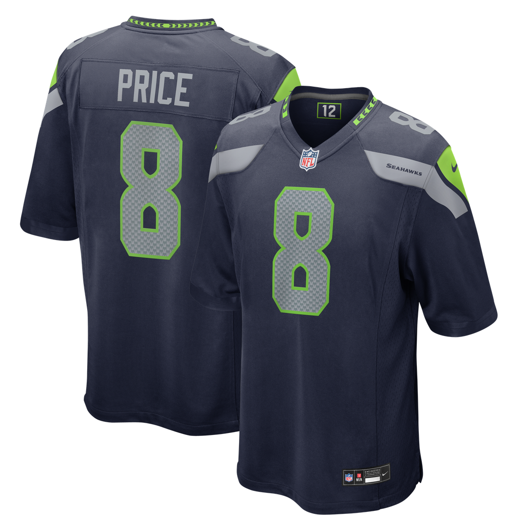 Seattle Seahawks Jadarian Price Nike College Navy Team Game Jersey product image 7, provided for visual reference and