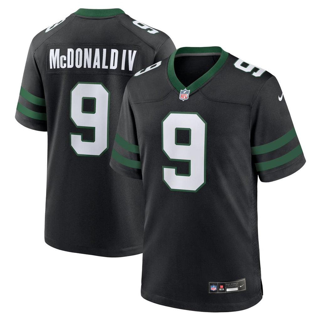 New York Jets Will McDonald IV Nike Legacy Black Alternate Game Jersey product image 1, provided for visual reference and