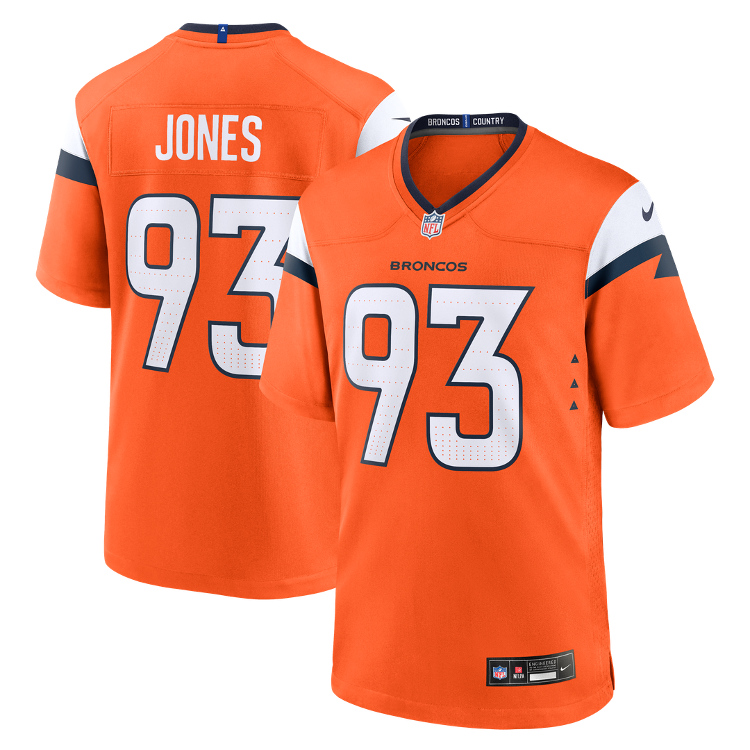 Denver Broncos D.J. Jones Nike Orange Team Game Jersey product image 1, provided for visual reference and product detail