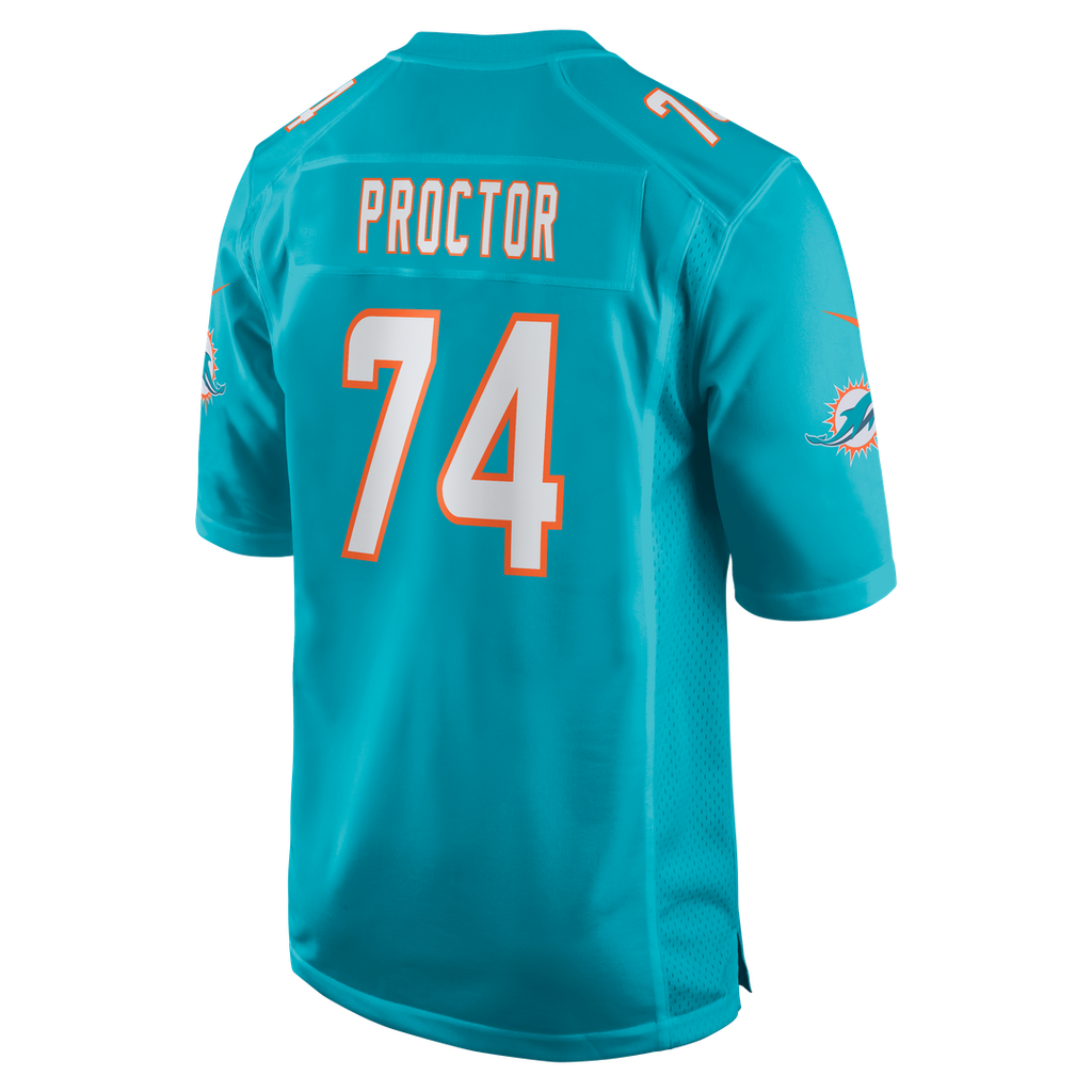 Miami Dolphins Kadyn Proctor Nike Aqua Team Game Jersey product image 3, provided for visual reference and product detail