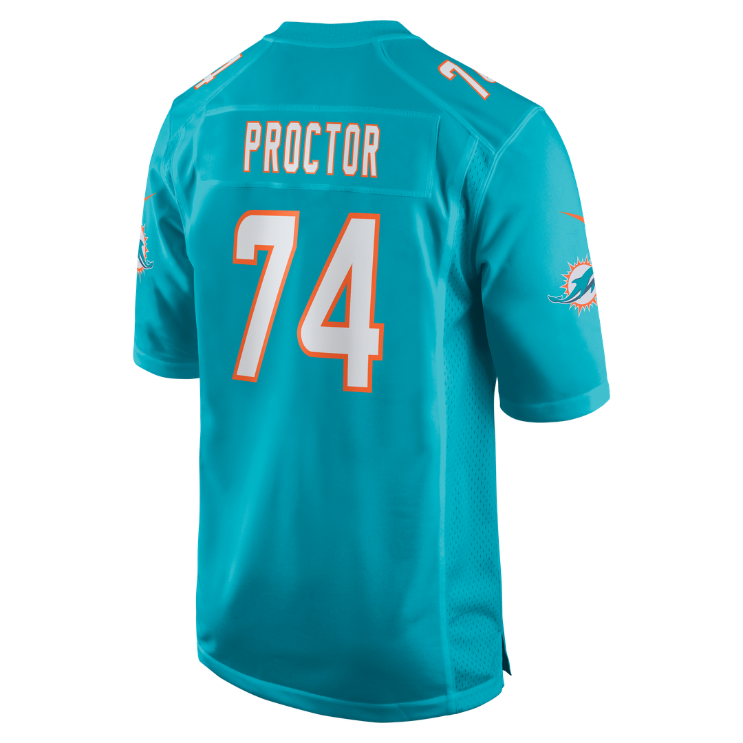 Miami Dolphins Kadyn Proctor Nike Aqua Team Game Jersey product image 3, provided for visual reference and product detail