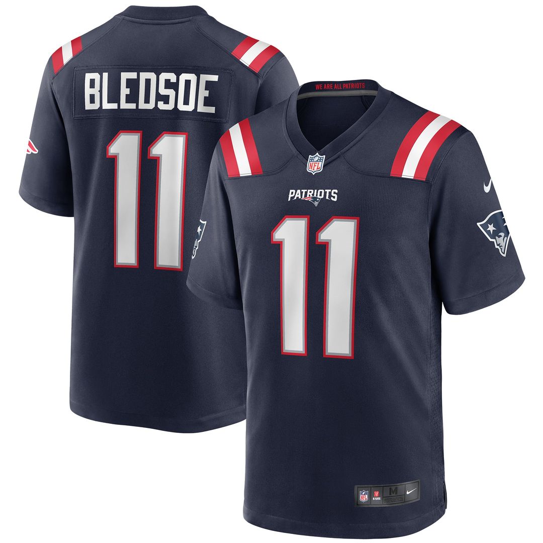 New England Patriots Drew Bledsoe Nike Navy Game Retired Player Jersey product image 7, provided for visual reference and