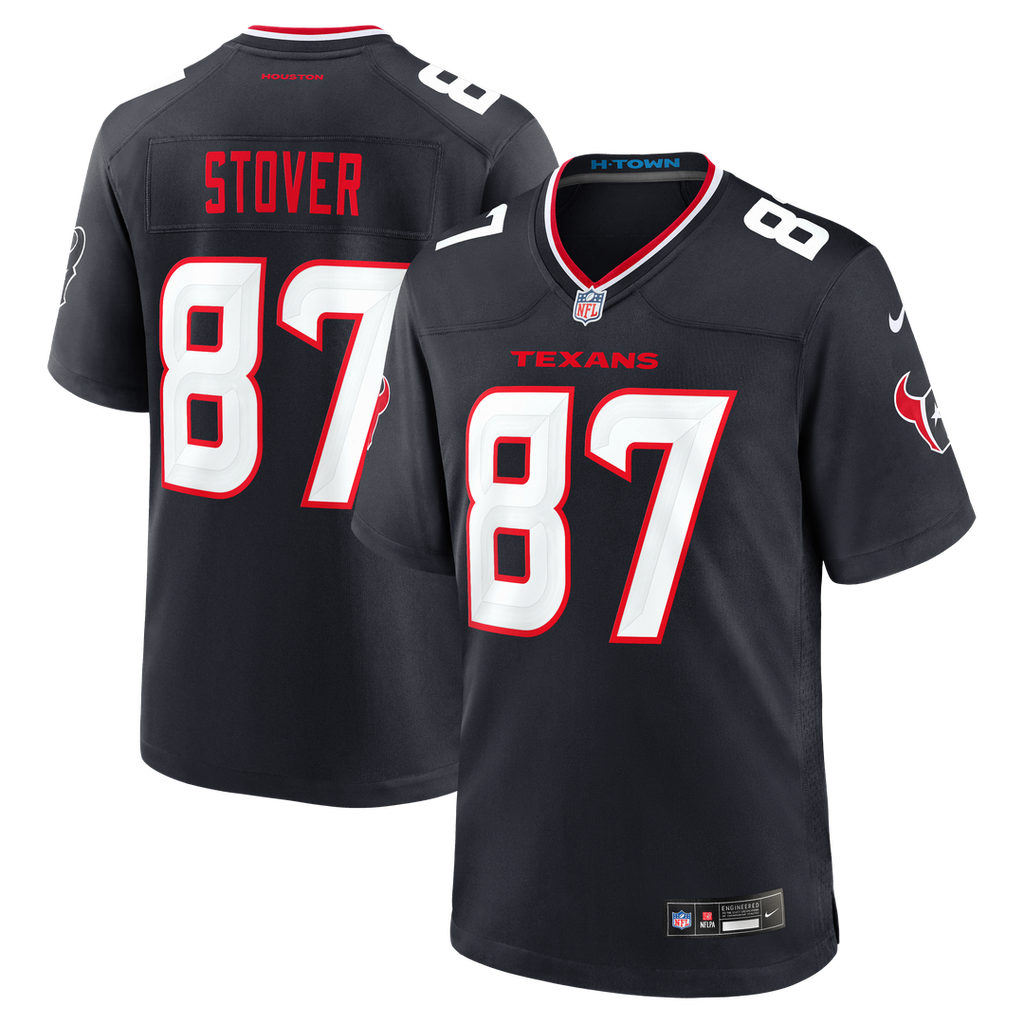 Houston Texans Cade Stover Nike Navy Game Jersey product image 1, provided for visual reference and product detail review