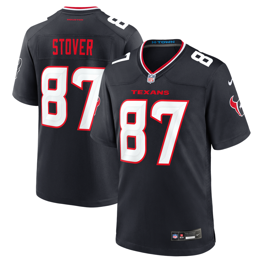 Houston Texans Cade Stover Nike Navy Game Jersey product image 1, provided for visual reference and product detail review
