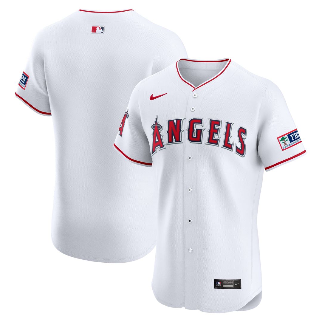Los Angeles Angels Nike White Home Elite Patch Jersey product image 1, provided for visual reference and product detail