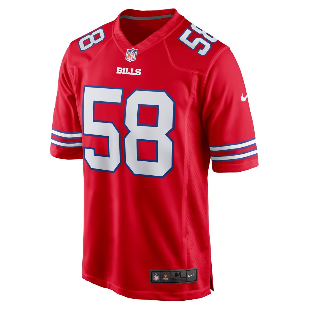 Buffalo Bills Matt Milano Nike Red Alternate Game Jersey product image 2, provided for visual reference and product detail