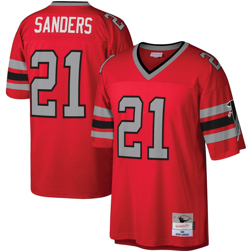 Atlanta Falcons Deion Sanders Mitchell & Ness Red Legacy Replica Jersey product image 1, provided for visual reference and