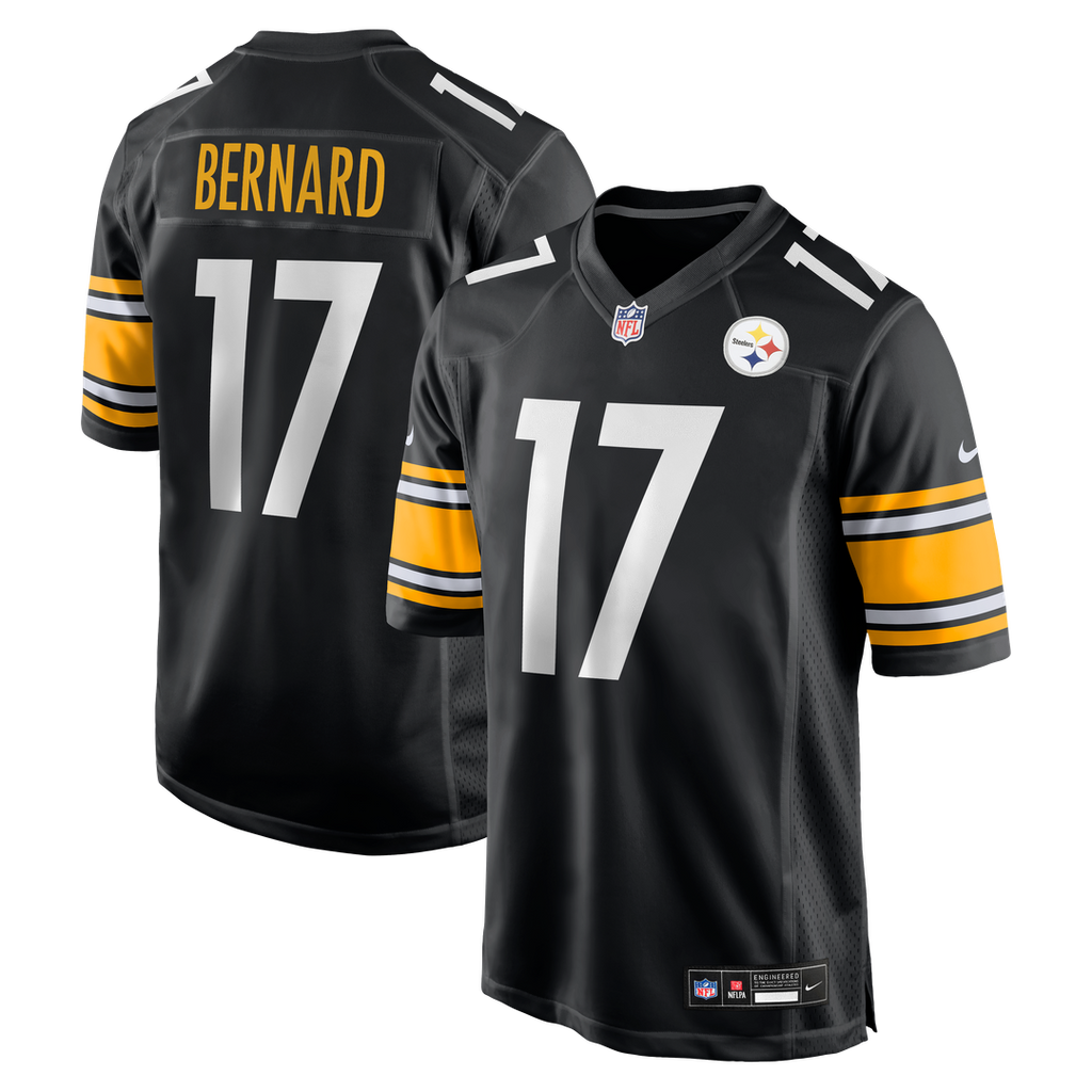 Pittsburgh Steelers Germie Bernard Nike Black Game Jersey product image 1, provided for visual reference and product detail