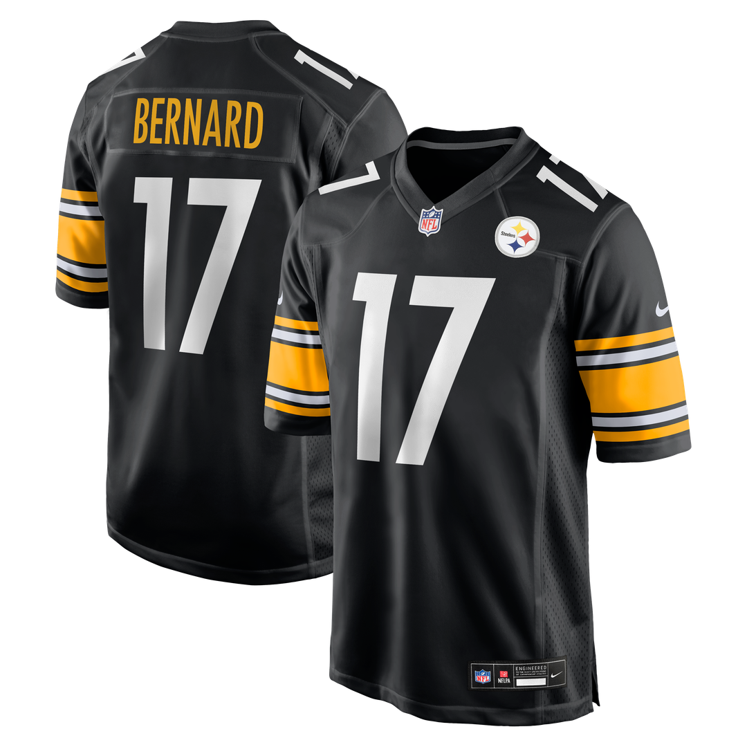 Pittsburgh Steelers Germie Bernard Nike Black Game Jersey product image 1, provided for visual reference and product detail