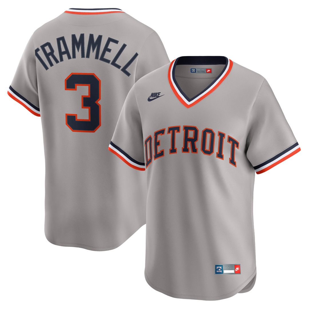 Detroit Tigers Alan Trammell Nike Gray Cooperstown Collection Limited Jersey product image 1, provided for visual reference