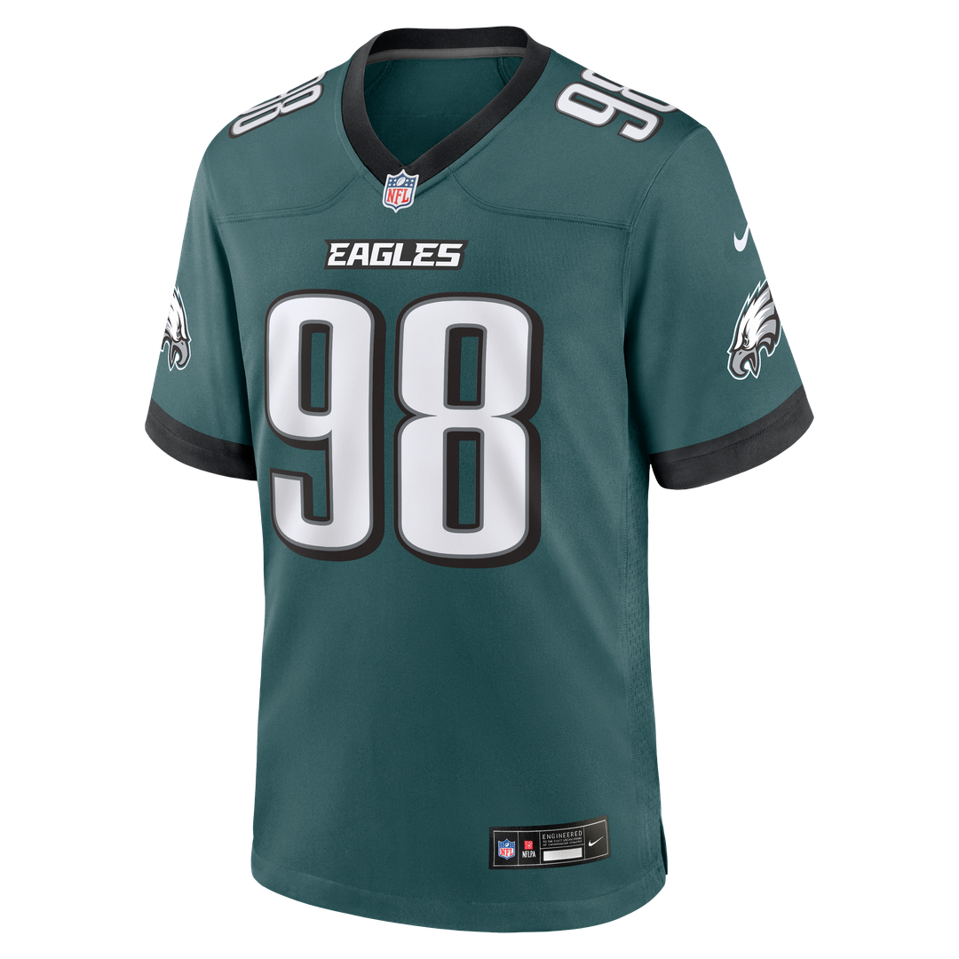 Philadelphia Eagles Jalen Carter Nike Midnight Green Team Game Jersey product image 2, provided for visual reference and