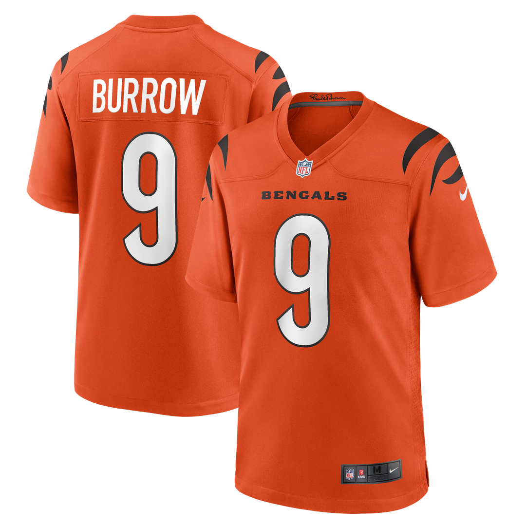 Cincinnati Bengals Joe Burrow Nike Orange Alternate Game Jersey product image 1, provided for visual reference and product