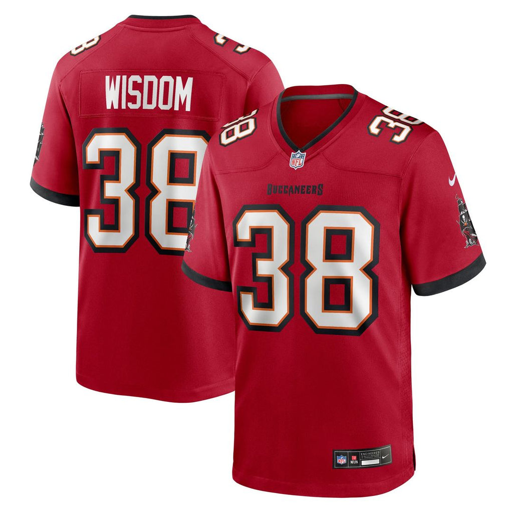 Tampa Bay Buccaneers Rashad Wisdom Nike Red Team Game Jersey product image 1, provided for visual reference and product