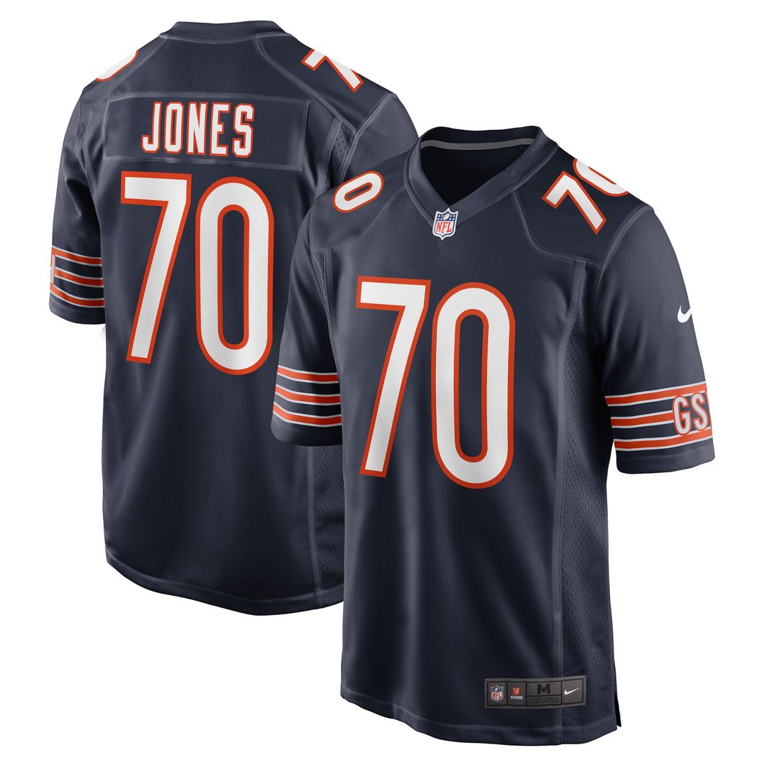 Chicago Bears Braxton Jones Nike Navy Game Player Jersey product image 1, provided for visual reference and product detail
