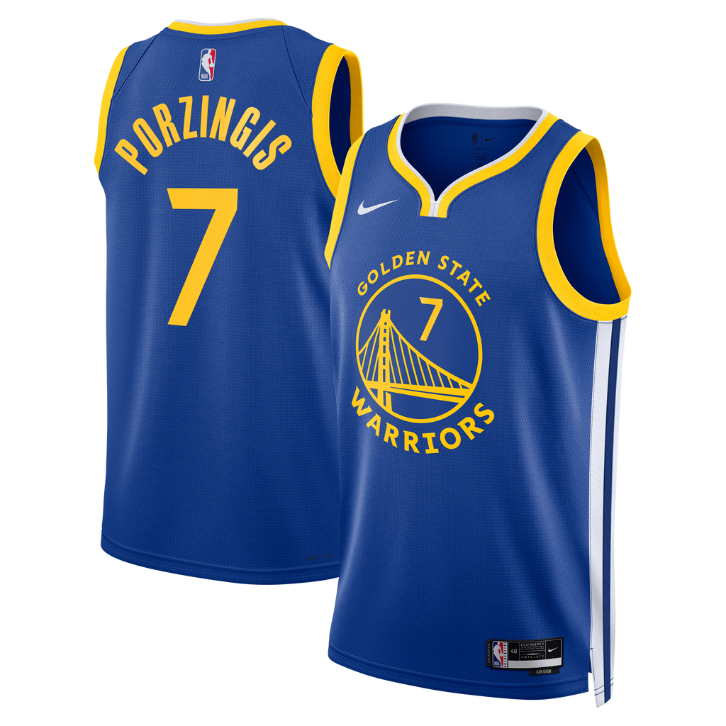 Golden State Warriors Nike Icon Edition Swingman Jersey - Royal - Kristaps Porziņģis - Unisex product image 1, provided for