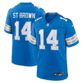 Detroit Lions Amon-Ra St. Brown Nike Blue Game Jersey product image 1, provided for visual reference and product detail