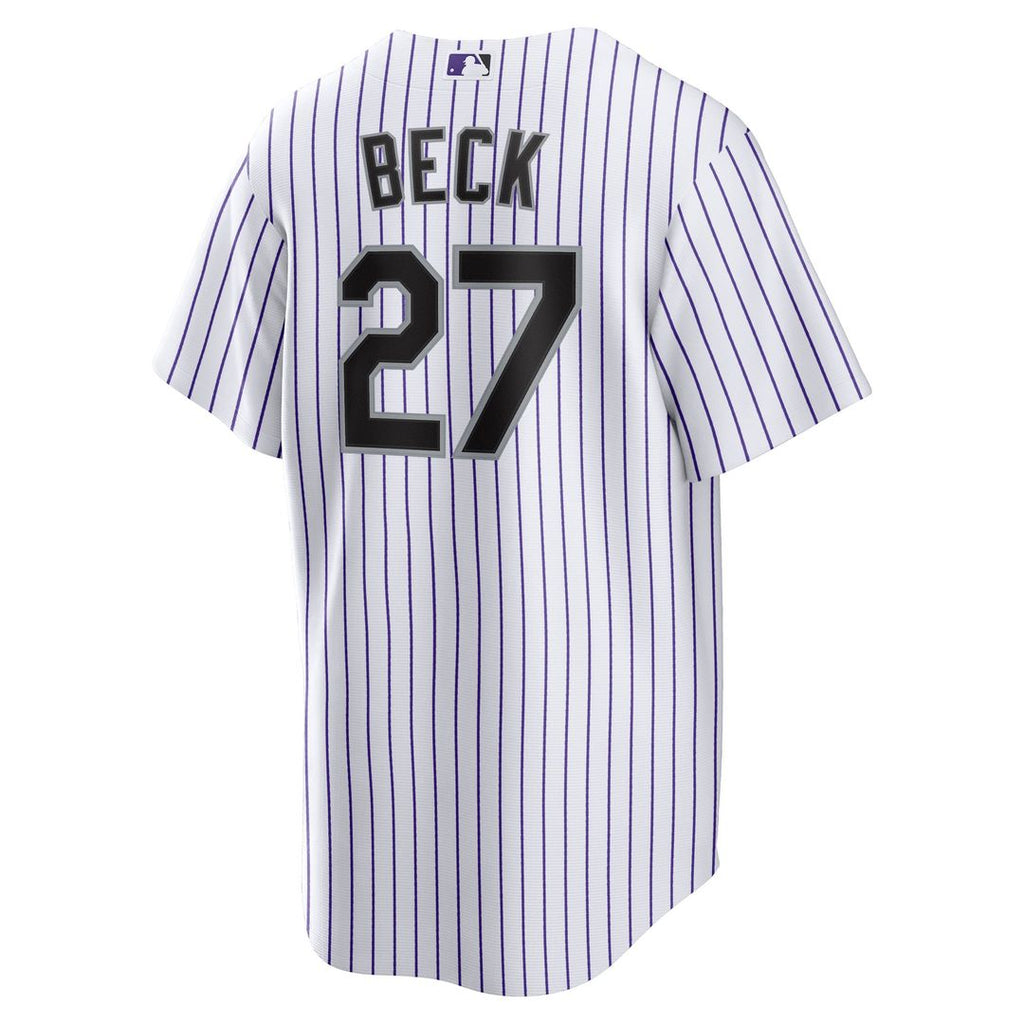 Colorado Rockies Jordan Beck Nike White Home Replica Jersey product image 3, provided for visual reference and product