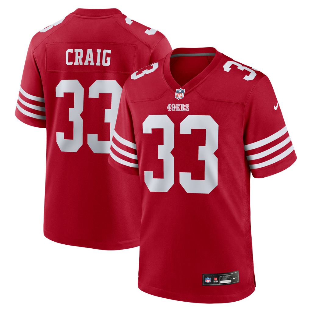 San Francisco 49ers Roger Craig Nike Scarlet Team Retired Game Jersey product image 1, provided for visual reference and