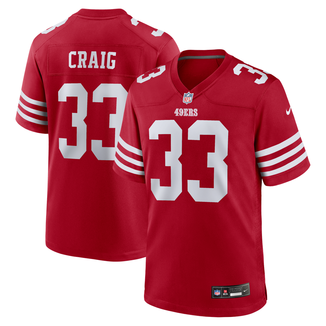 San Francisco 49ers Roger Craig Nike Scarlet Team Retired Game Jersey product image 1, provided for visual reference and