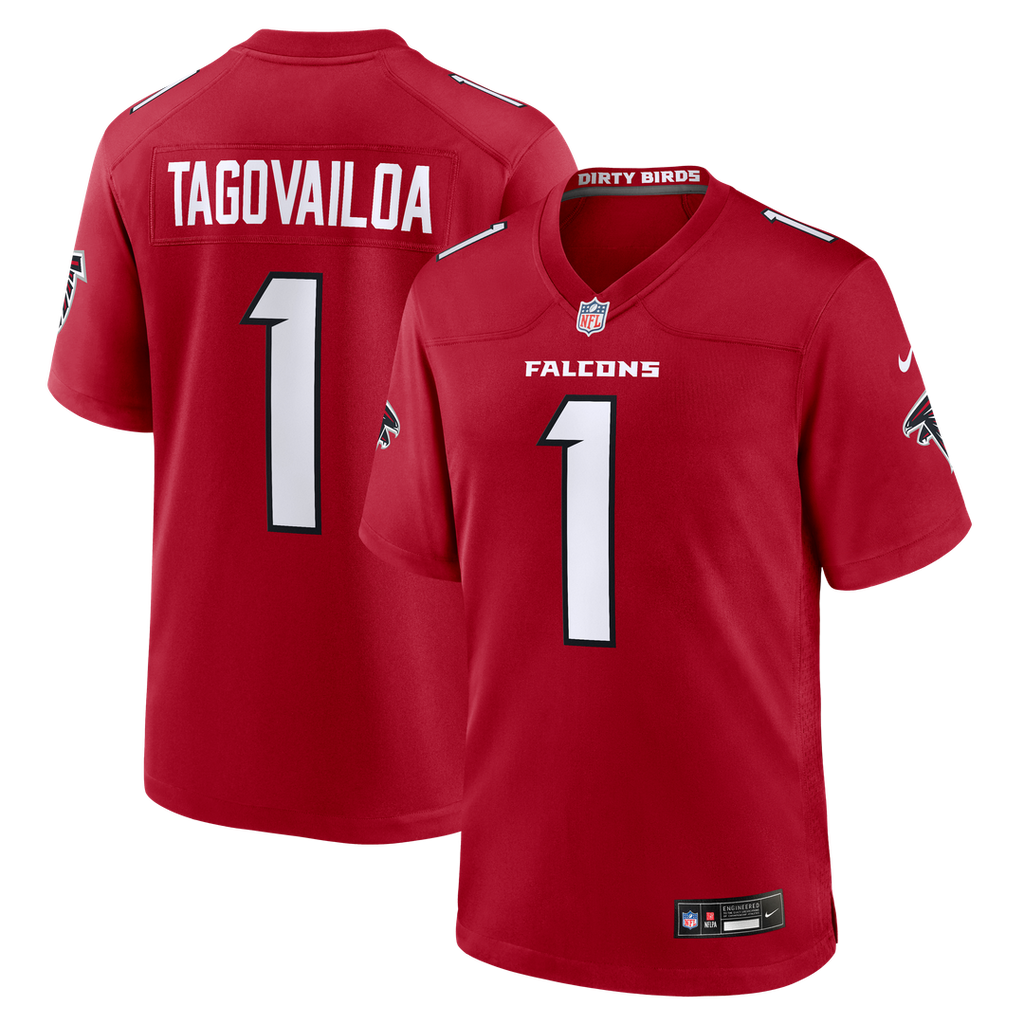 Atlanta Falcons Tua Tagovailoa Nike Red Game Jersey product image 1, provided for visual reference and product detail review