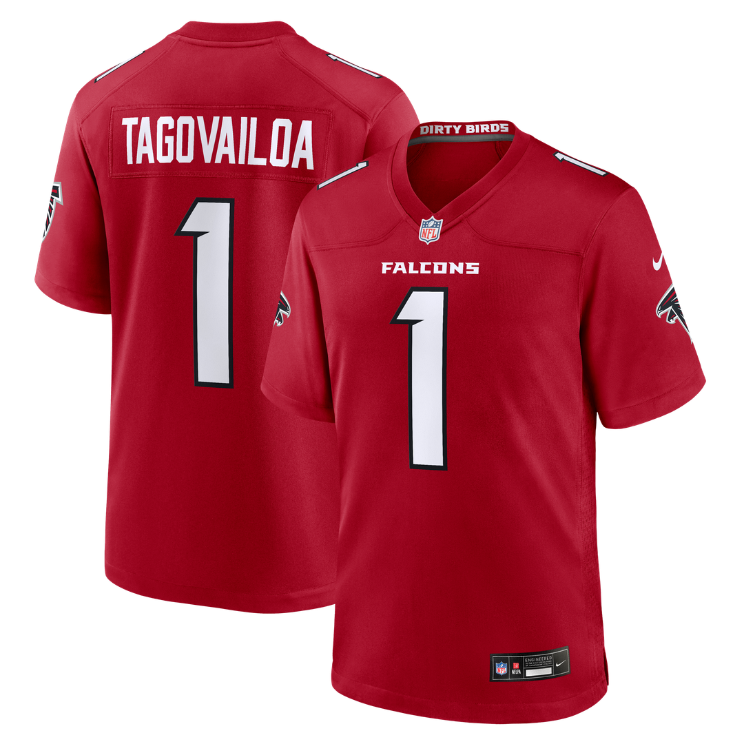 Atlanta Falcons Tua Tagovailoa Nike Red Game Jersey product image 1, provided for visual reference and product detail review