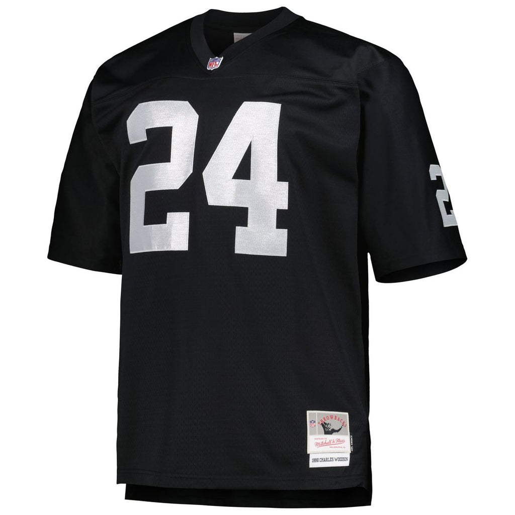 Las Vegas Raiders Charles Woodson Mitchell & Ness Black Big & Tall 1998 Retired Player Replica Jersey product image 2,
