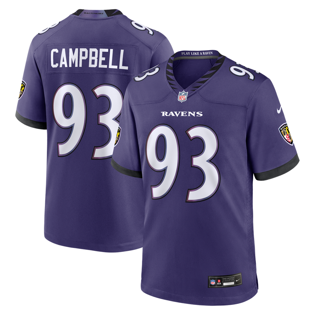 Baltimore Ravens Calais Campbell Nike Purple Team Game Jersey product image 1, provided for visual reference and product