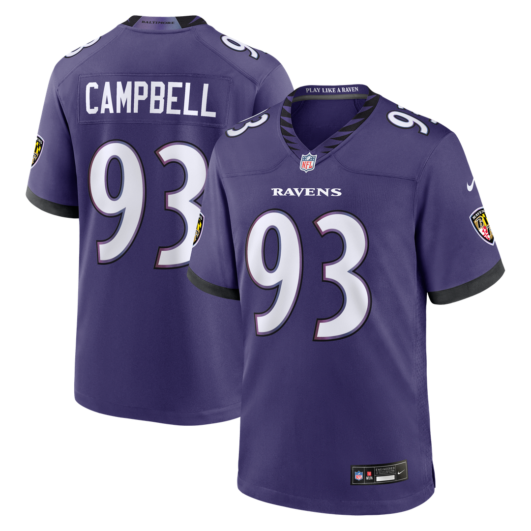 Baltimore Ravens Calais Campbell Nike Purple Team Game Jersey product image 1, provided for visual reference and product