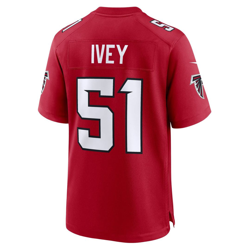Atlanta Falcons Jared Ivey Nike Red Team Game Jersey product image 3, provided for visual reference and product detail review