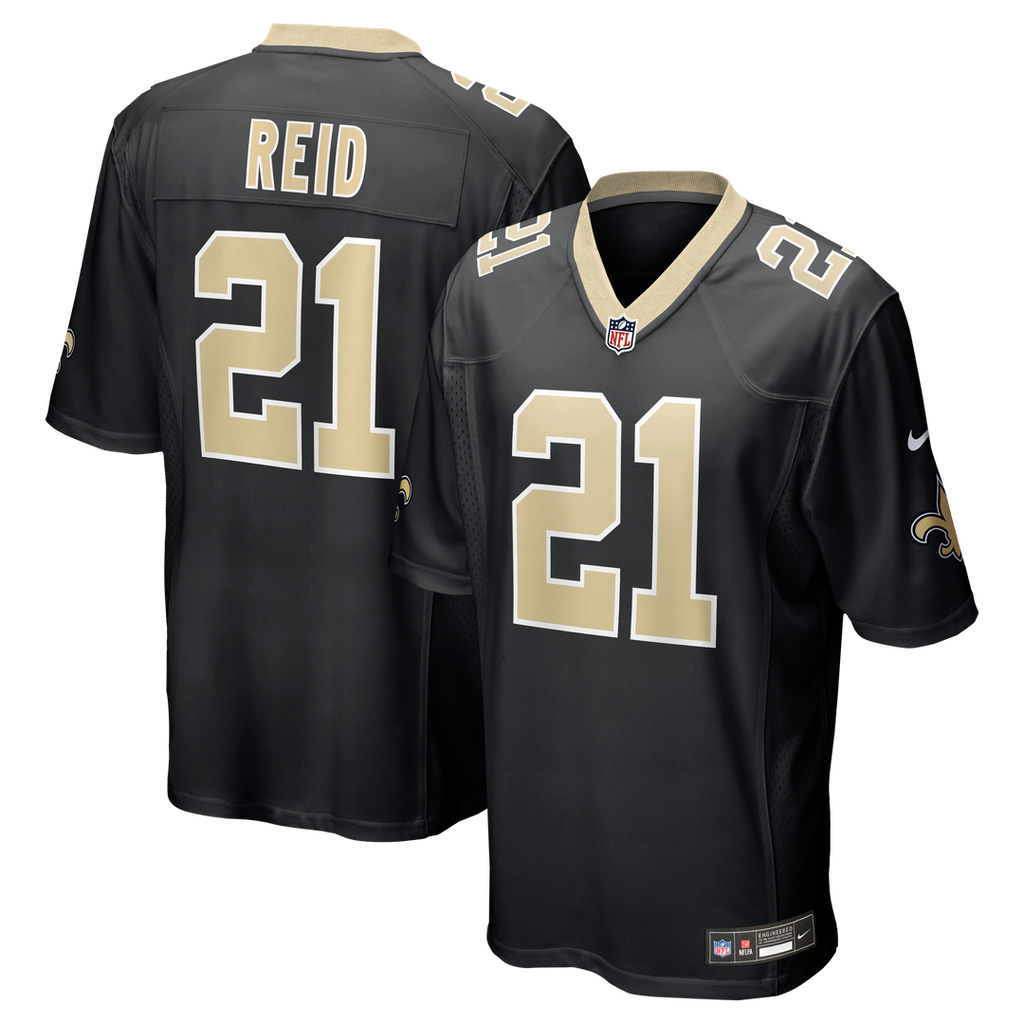 New Orleans Saints Justin Reid Nike Black Team Game Jersey product image 1, provided for visual reference and product detail
