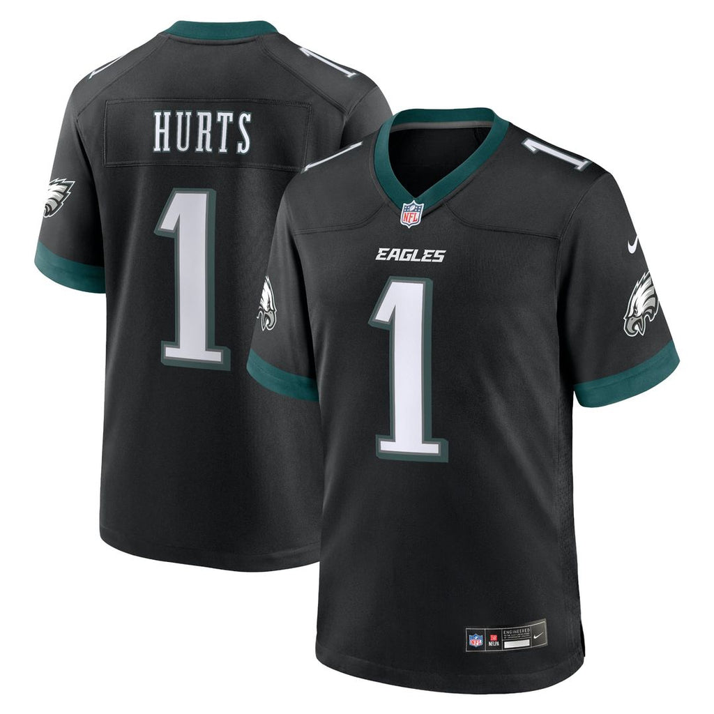 Philadelphia Eagles Jalen Hurts Nike Black Alternate Game Jersey product image 1, provided for visual reference and product