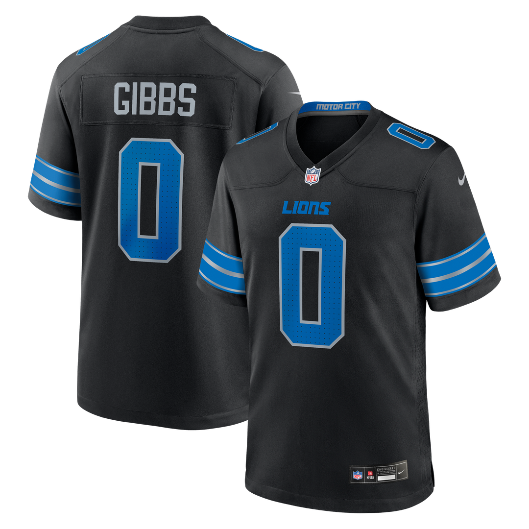 Detroit Lions Jahmyr Gibbs Nike Black 2nd Alternate Game Player Jersey product image 14, provided for visual reference and