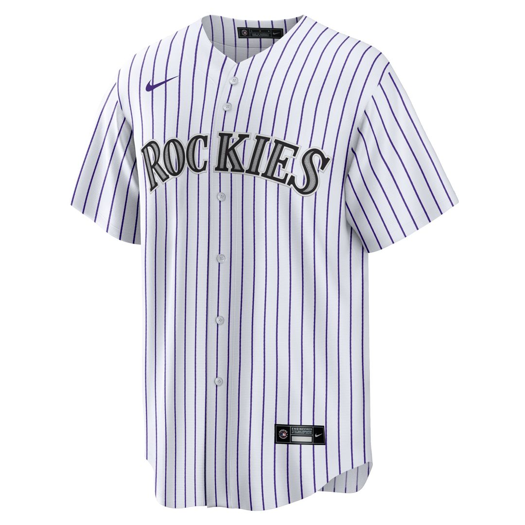 Colorado Rockies Kris Bryant Nike White/Purple Replica Player Jersey product image 2, provided for visual reference and