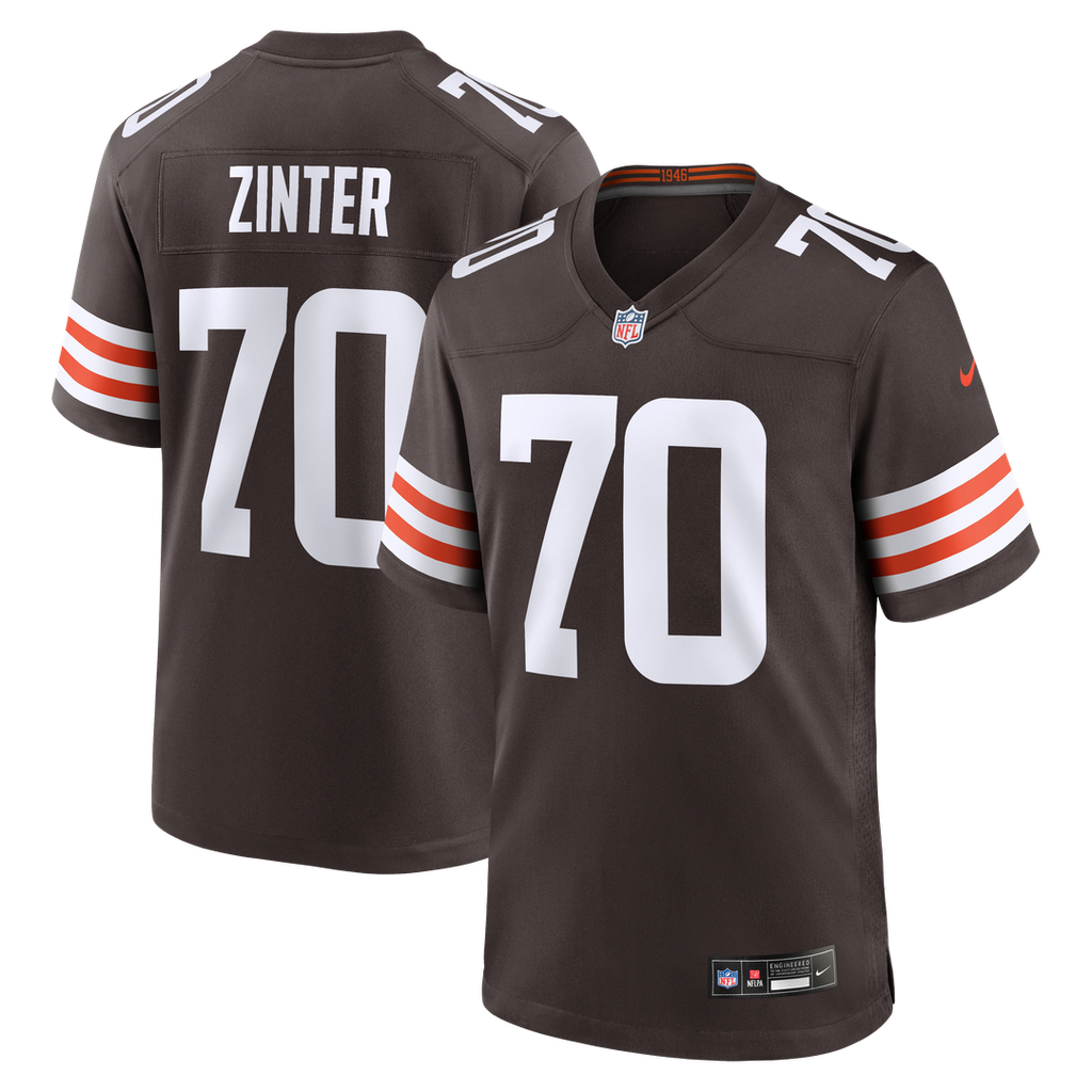 Cleveland Browns Zak Zinter Nike Brown Team Game Jersey product image 1, provided for visual reference and product detail