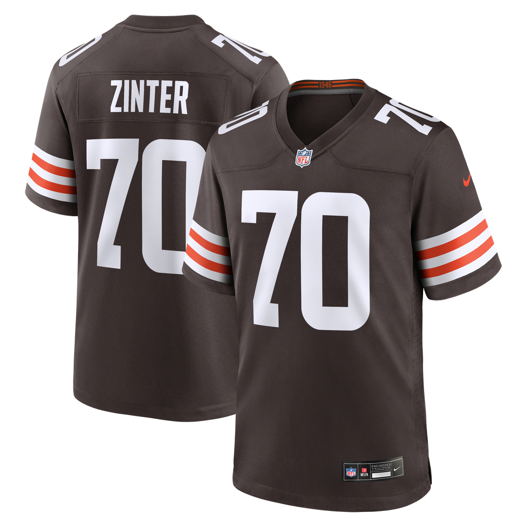 Cleveland Browns Zak Zinter Nike Brown Team Game Jersey product image 1, provided for visual reference and product detail