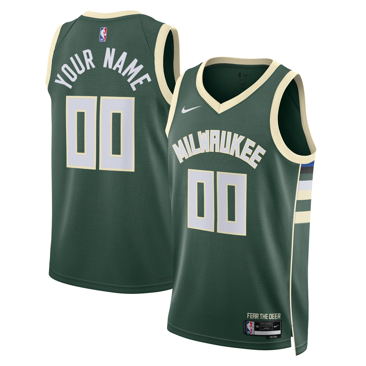 Milwaukee Bucks Nike Icon Swingman Jersey - Custom - Unisex product image 1, provided for visual reference and product