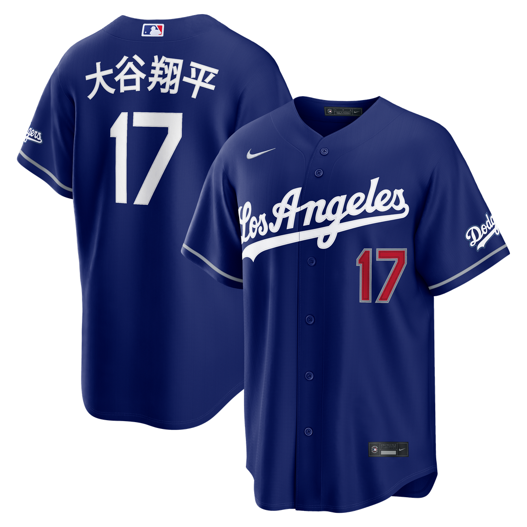 Los Angeles Dodgers Shohei Ohtani Nike Royal Kanji Alternate Stadium Jersey product image 1, provided for visual reference