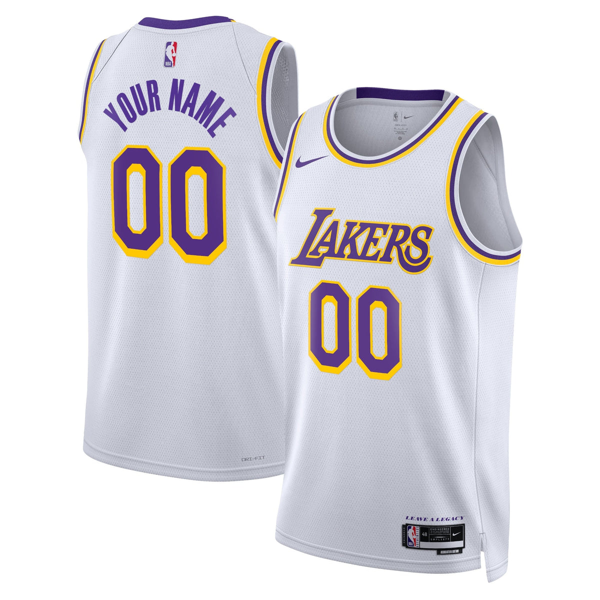 Los Angeles Lakers Nike Association Swingman Jersey - Custom - Unisex product image 1, provided for visual reference and