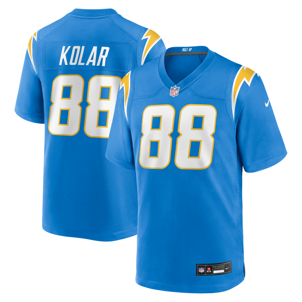Los Angeles Chargers Charlie Kolar Nike Powder Blue Team Game Jersey product image 1, provided for visual reference and