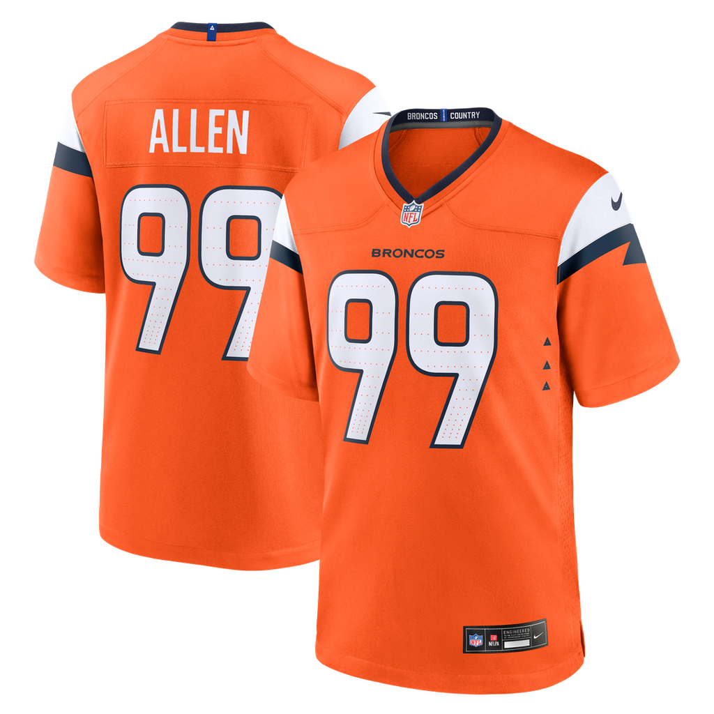 Denver Broncos Zach Allen Nike Orange Team Game Jersey product image 1, provided for visual reference and product detail