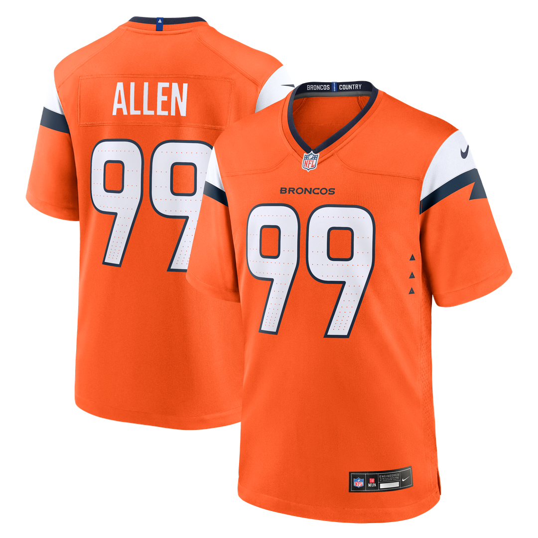 Denver Broncos Zach Allen Nike Orange Team Game Jersey product image 1, provided for visual reference and product detail
