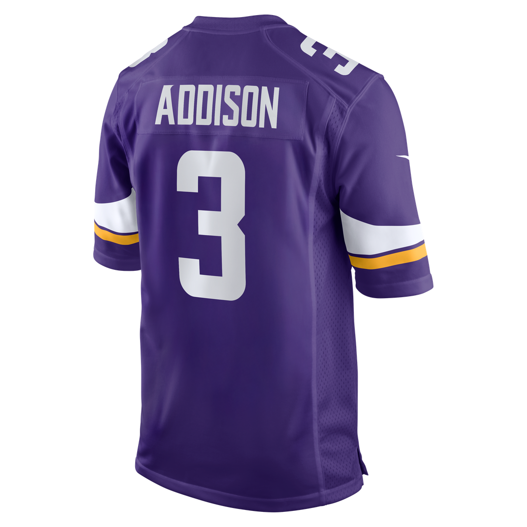 Minnesota Vikings Jordan Addison Nike Purple Game Jersey product image 3, provided for visual reference and product detail