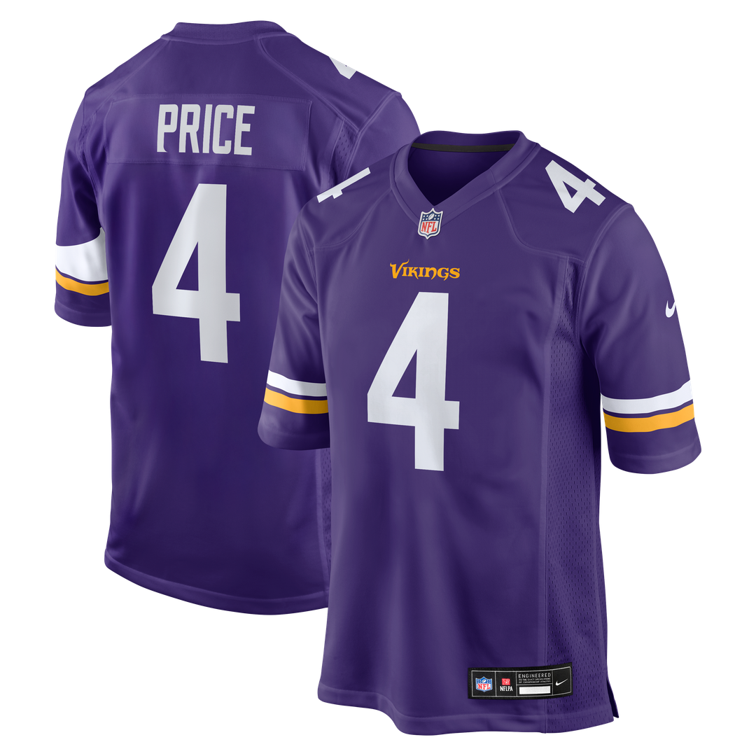 Minnesota Vikings Myles Price Nike Purple Team Game Jersey product image 1, provided for visual reference and product detail