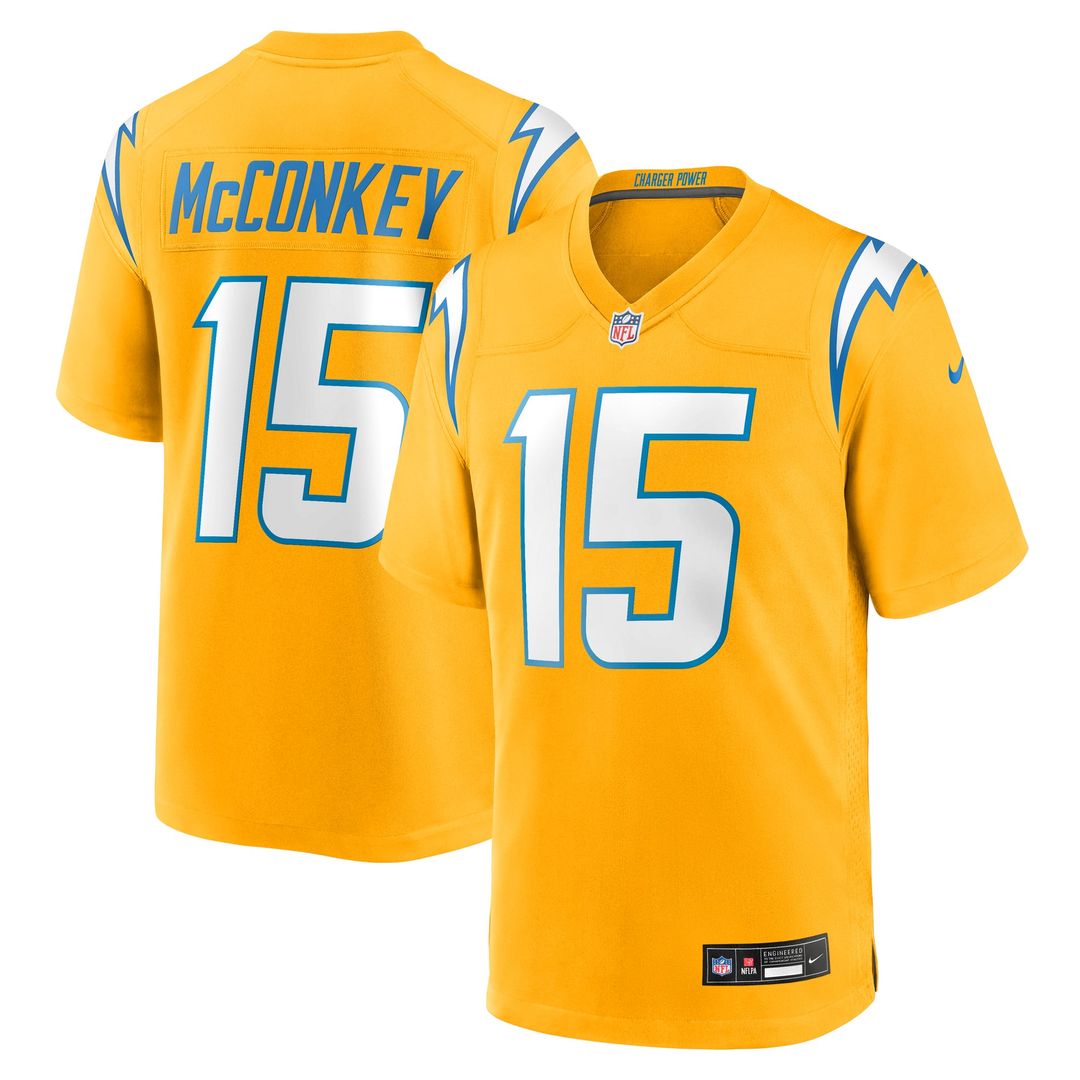 Los Angeles Chargers Ladd McConkey Nike Gold Alternate Charger Power Game Player Jersey product image 1, provided for visual
