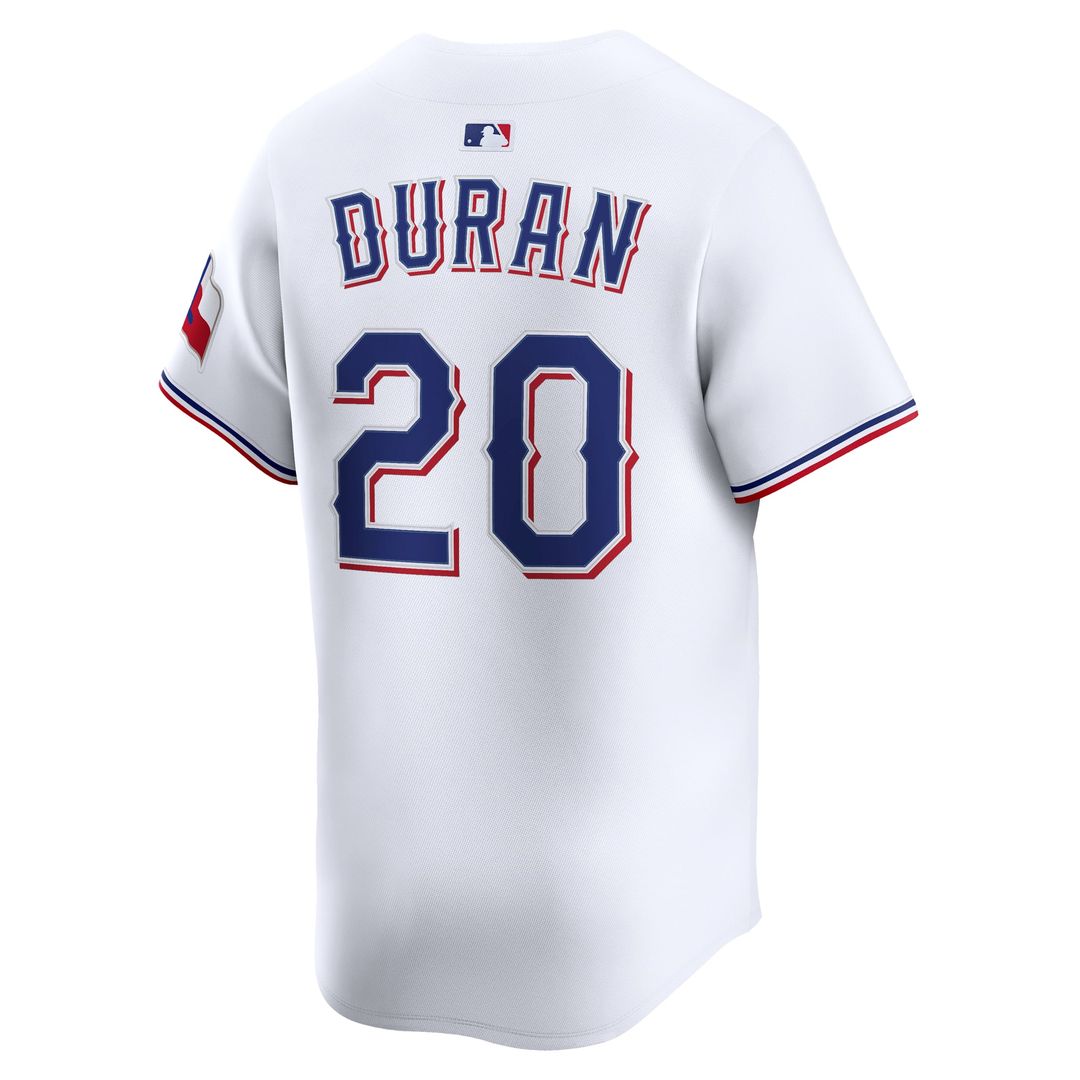 Texas Rangers Ezequiel Duran Nike White Home Limited Player Jersey product image 3, provided for visual reference and