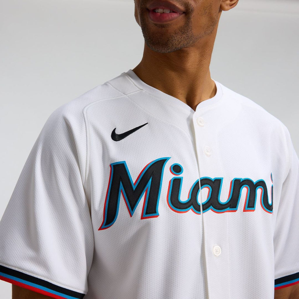 Miami Marlins Nike White Home Limited Jersey product image 8, provided for visual reference and product detail review