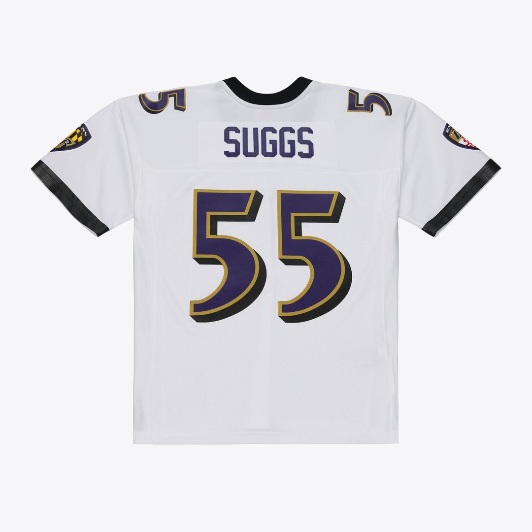 Baltimore Ravens Terrell Suggs Mitchell & Ness White 2003 Legacy Replica Player Jersey product image 10, provided for visual