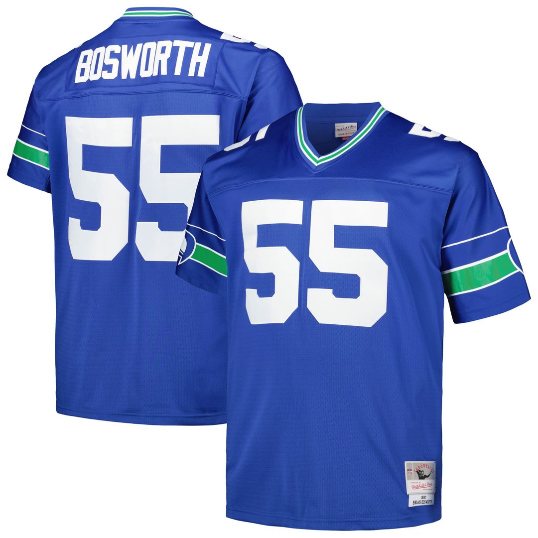 Seattle Seahawks Brian Bosworth Mitchell & Ness Royal Big & Tall 1987 Legacy Retired Player Jersey product image 1, provided