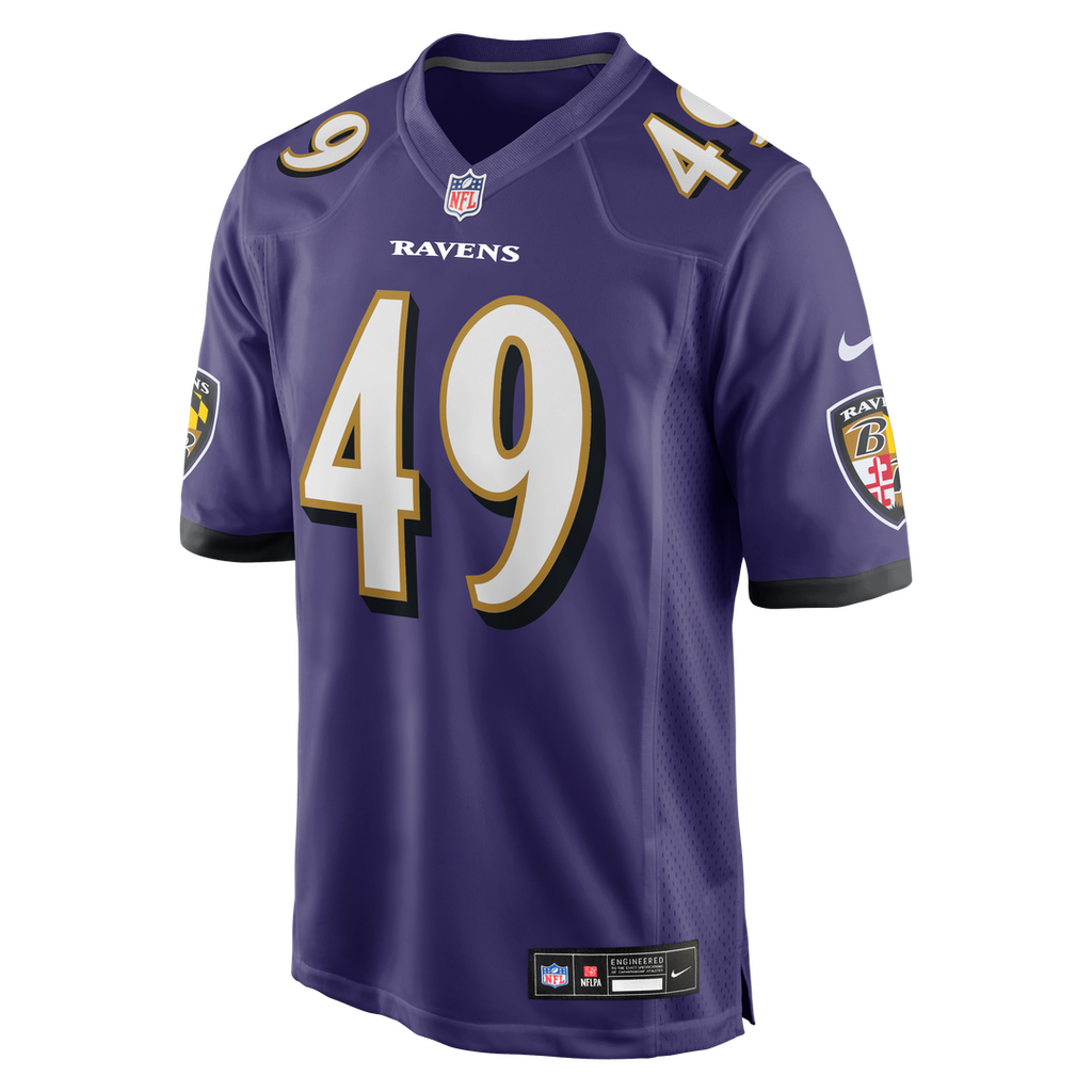Baltimore Ravens Jay Higgins IV Nike Purple Team Game Jersey product image 2, provided for visual reference and product
