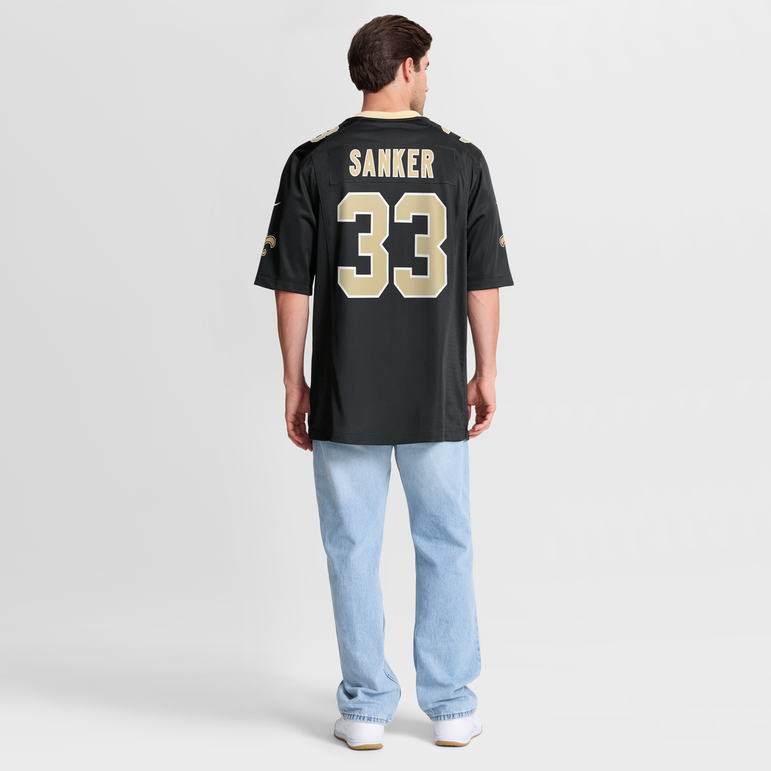 New Orleans Saints Jonas Sanker Nike Black Team Game Jersey product image 8, provided for visual reference and product